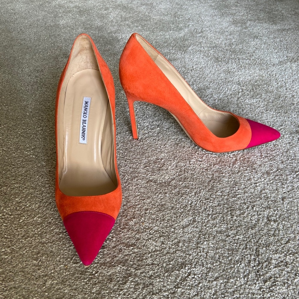 Manolo Blahnik Orange and Pink Heels